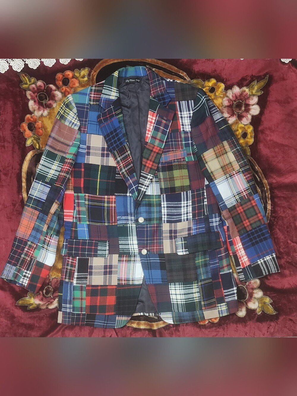 The Andover Shop Multicolor Patchwork Plaid Blazer
